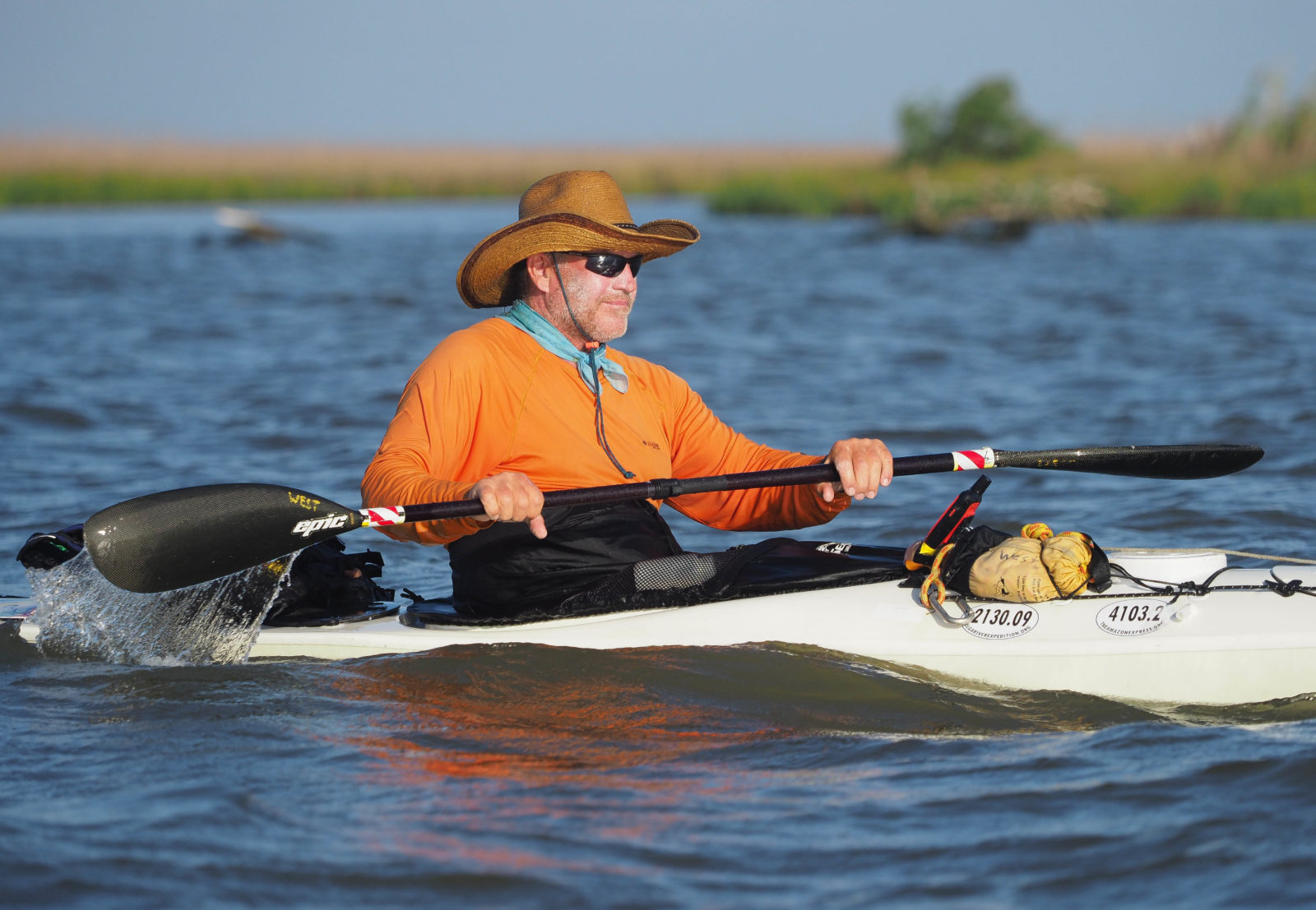 West Hansen paddles the Texas coast in 2020