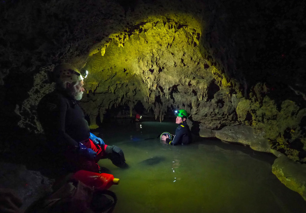 swimming in an underground river